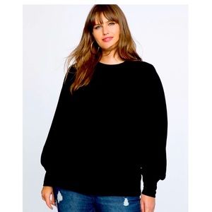Eloquii - Black Long Sleeve Puff Shoulder Top - Size 22/24